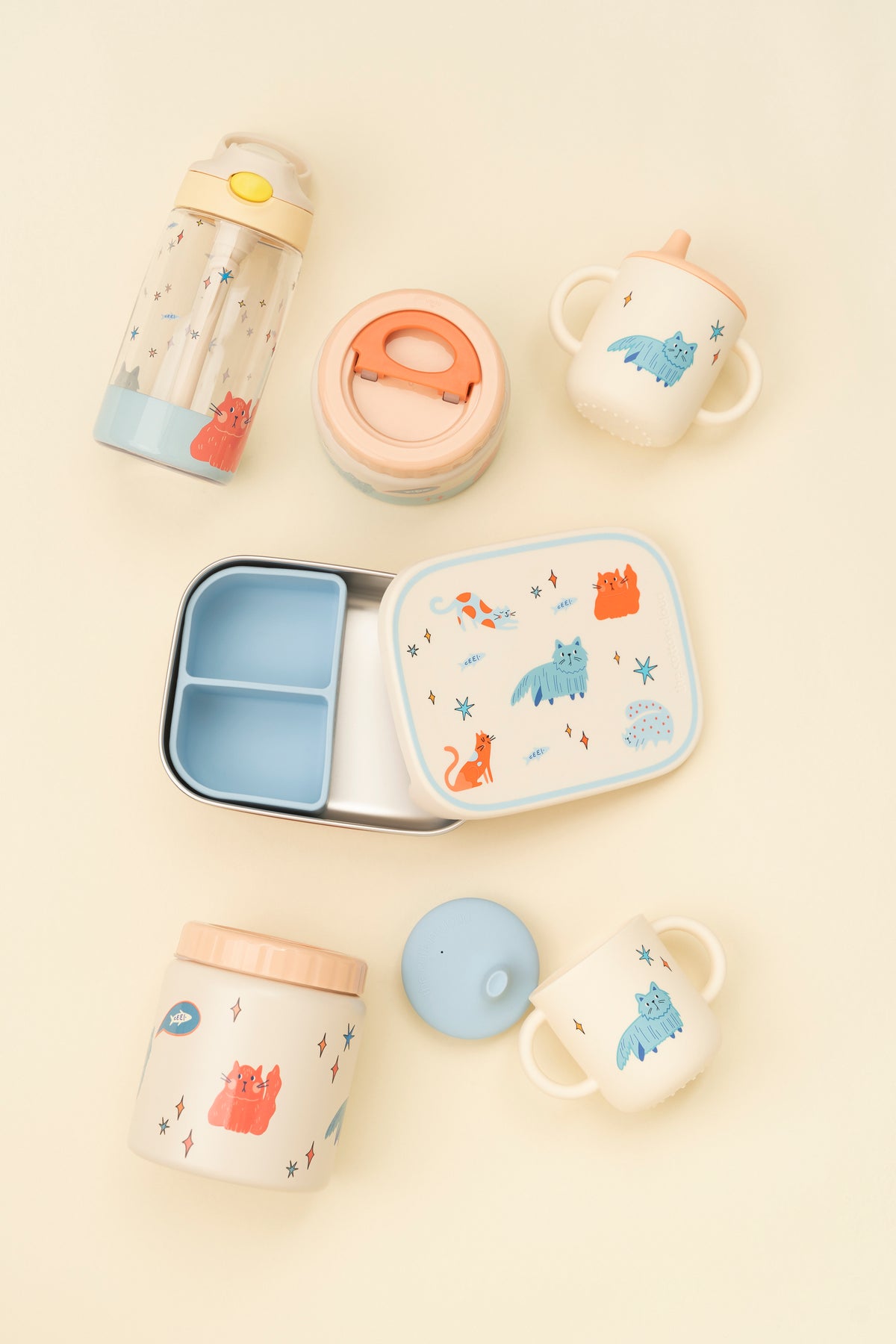 The Cotton Cloud | Stainless Steel Thermo Food Jar 350ml Meowtiful Cats