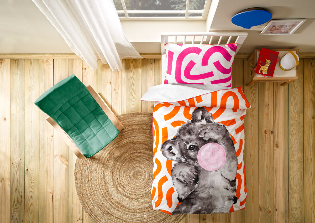 Hibboux Bubble Gum Λιοντάρι Σετ Μαξιλαροθήκης (40x60cm) και Παπλωματοθήκης (100x135cm)