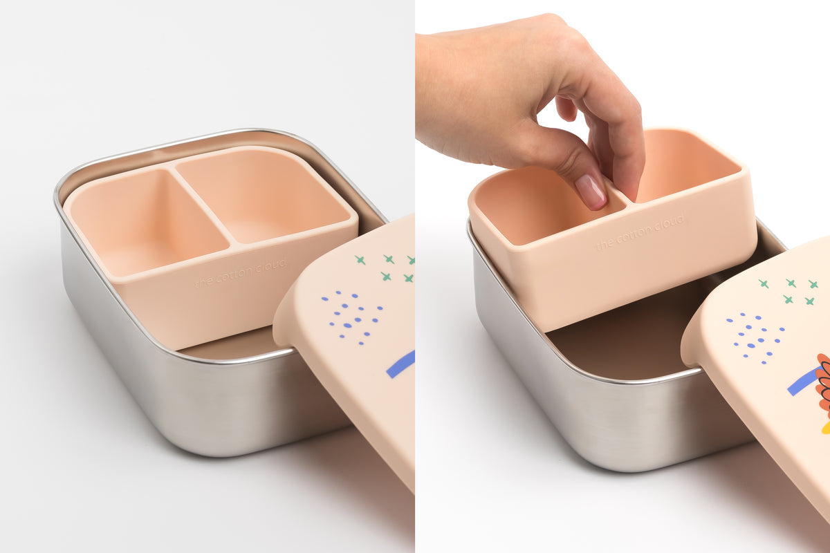The Cotton Cloud | Stainless steel lunchbox with removable compartments Meowtiful Cats