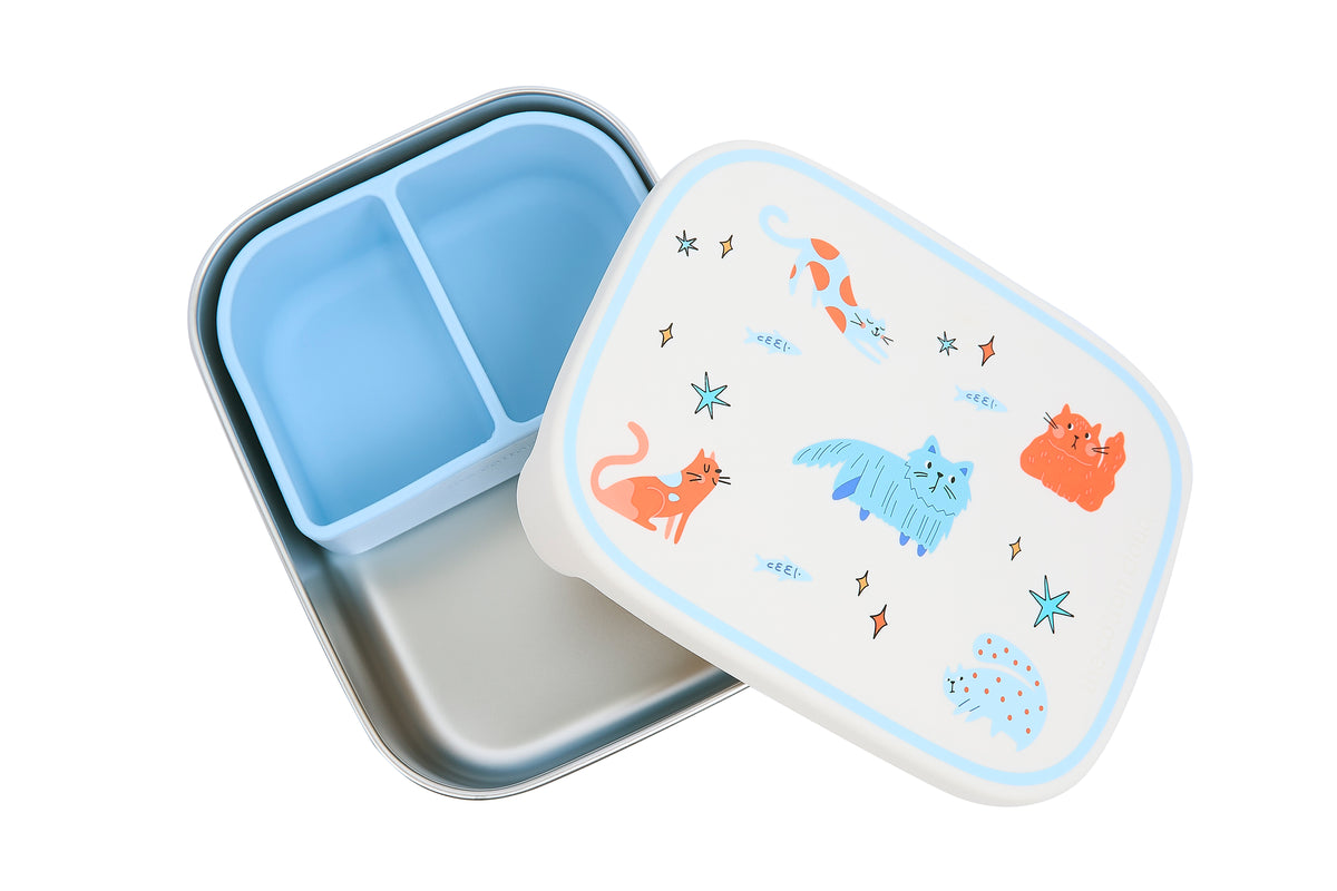The Cotton Cloud | Stainless steel lunchbox with removable compartments Meowtiful Cats