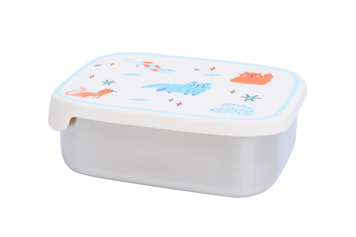 The Cotton Cloud | Stainless steel lunchbox with removable compartments Meowtiful Cats