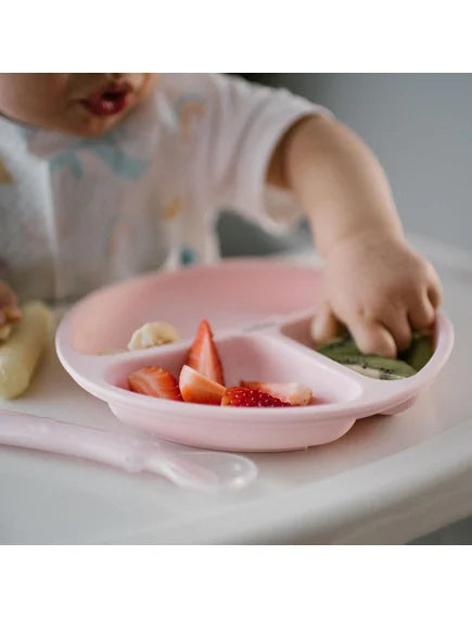 Baby Ono | Πιάτο σιλικόνης με βεντούζες και χωρίσματα- Ροζ