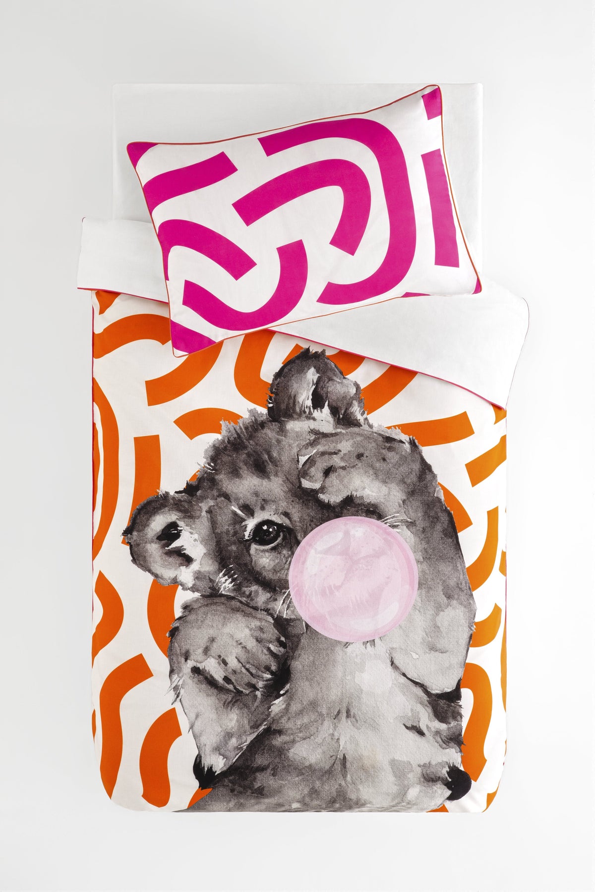 Hibboux Bubble Gum Λιοντάρι Σετ Μαξιλαροθήκης (40x60cm) και Παπλωματοθήκης (100x135cm)