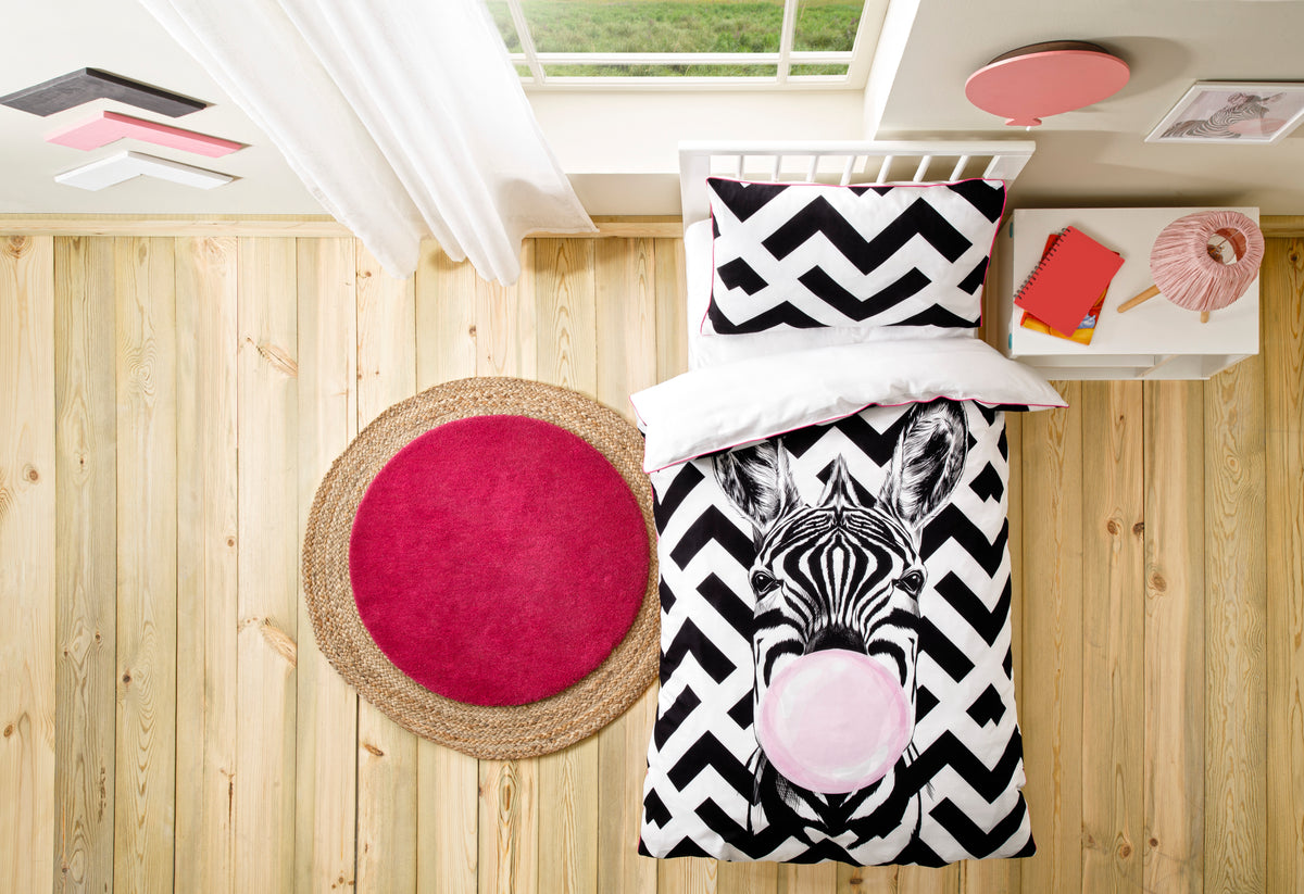 Hibboux Bubble Gum Ζέμπρα Σετ Μαξιλαροθήκης (40x60cm) και Παπλωματοθήκης (100x135cm)