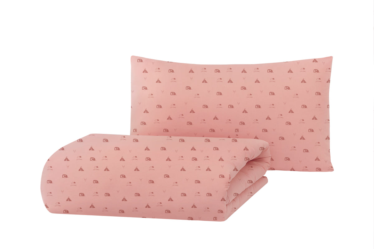 Hibboux Camper Rose Σετ Μαξιλαροθήκης (40x60cm) και Παπλωματοθήκης (100x135cm)
