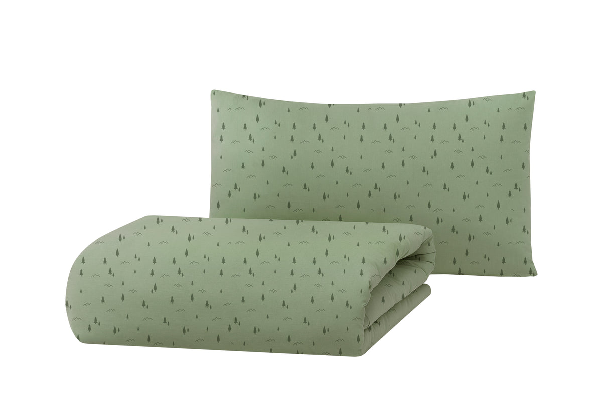 Hibboux Camper Green Σετ Μαξιλαροθήκης (40x60cm) και Παπλωματοθήκης (100x135cm)